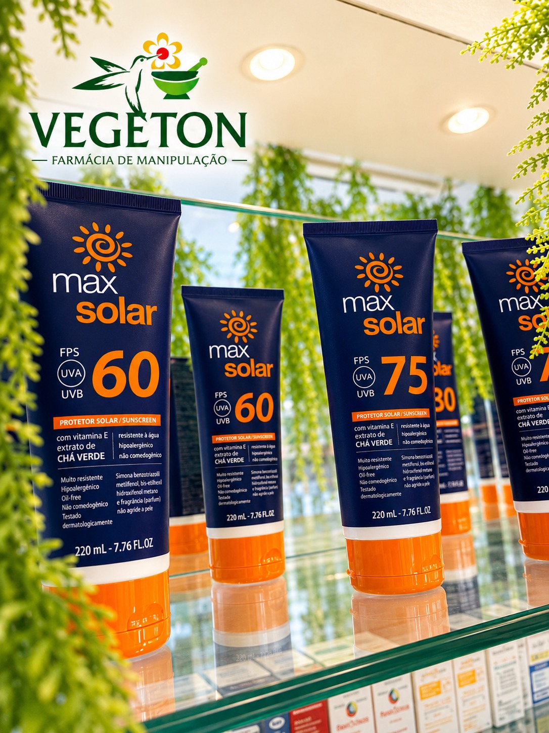 Protetores solares e dermocosméticos na Vegeton